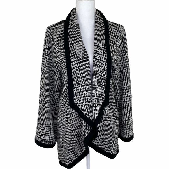 Nina Leonard Waterfall Cardigan Black Size M QVC - Picture 1 of 6